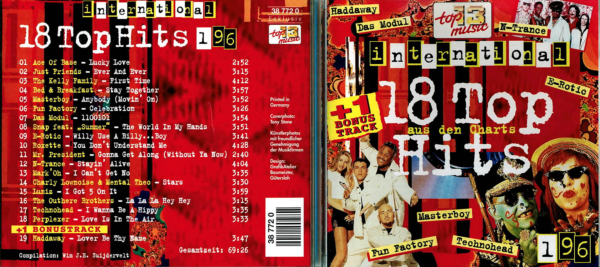 18 Top Hits aus den Charts 1/96 - Haddaway / Das Modul / N - Trabce / E-Rotic / Masterboy u.v.a.m